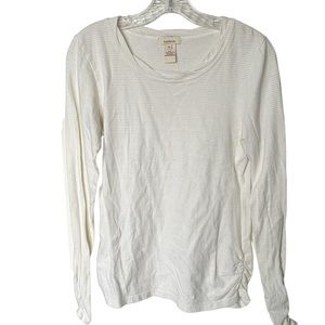 Sundance 100%‎ Cotton Yellow and White Ruched Long Sleeve Size M
